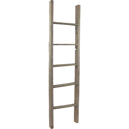 Ekena Millwork 19"W x 72"H x 3 1/2"D Vintage Farmhouse 5 Rung Ladder, Barnwood Decor Collection, Reclaimed Grey DECR019X072X04LDRGY